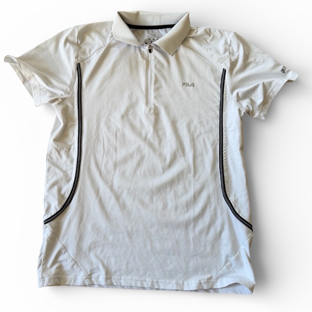 Fila Men's white tennis Polo Shirt with Black Accents